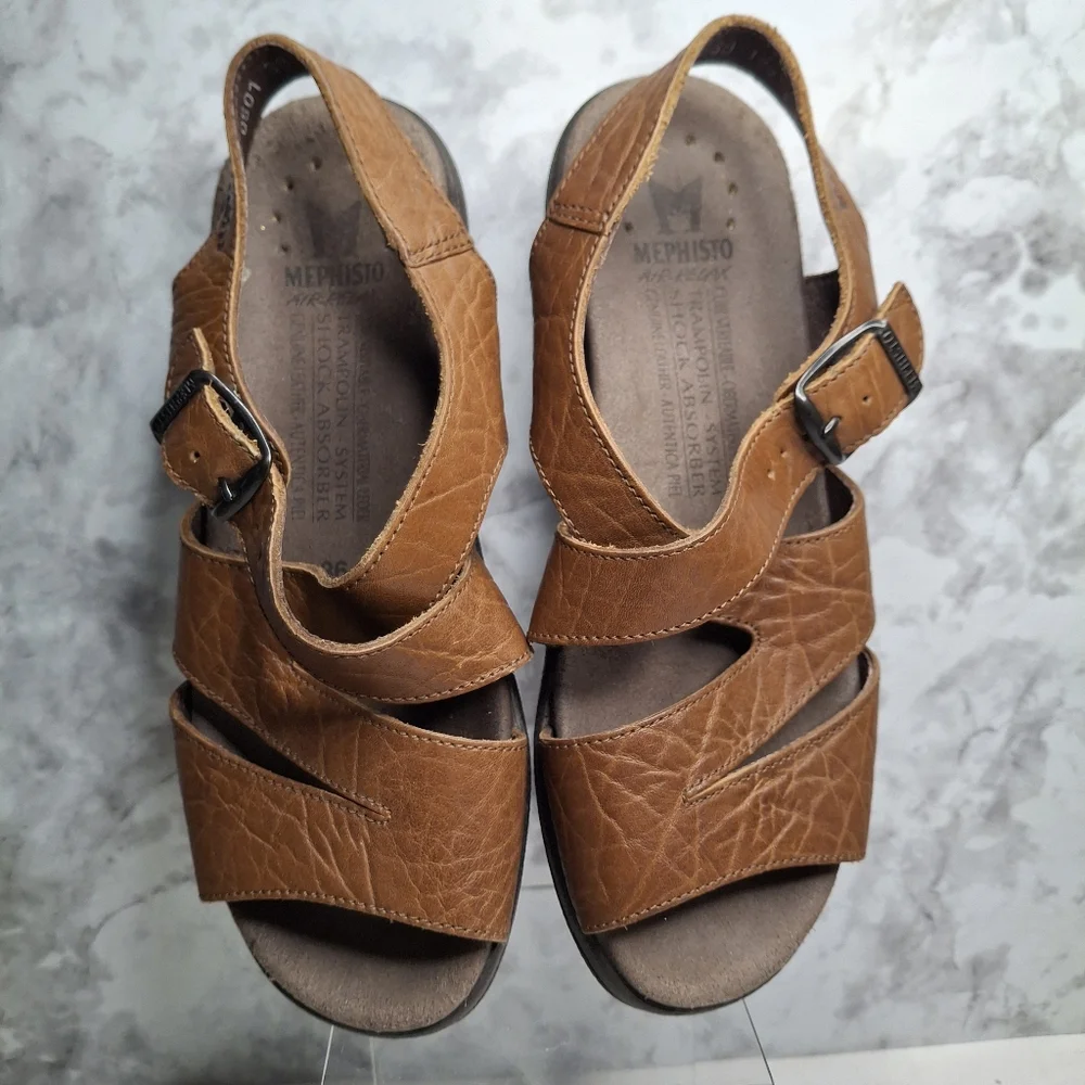 Mephisto Altina Sandals Womens 36 EUR 5.5 /6 US Brown Leather Buckle Comfort - Picture 1 of 15